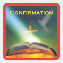 Sticker Carré Dove de confirmation, Bible, Croix