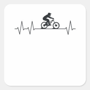 Sticker Carré Downhill Pulse Biker Heartbeat Mountain Biking MTB