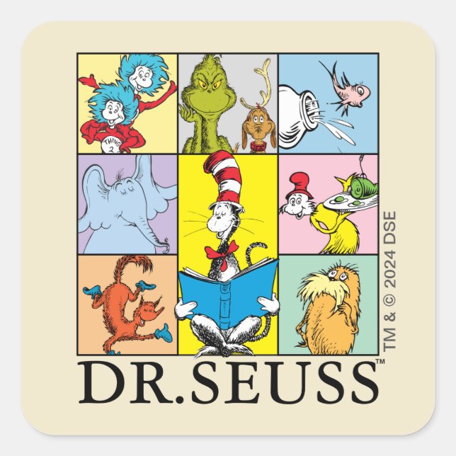 Sticker Carré Dr Seuss | Graphique Histoires (Devant)