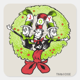 Sticker Carré Dr Seuss Grinch Who-ville Christmas Joy
