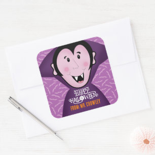 Sticker Carré Dracula Vampire chauve-chauve-souris violette Hall