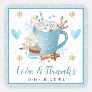 Sticker Carré Dragées Anniversaire Cookies Bleus & Cacao