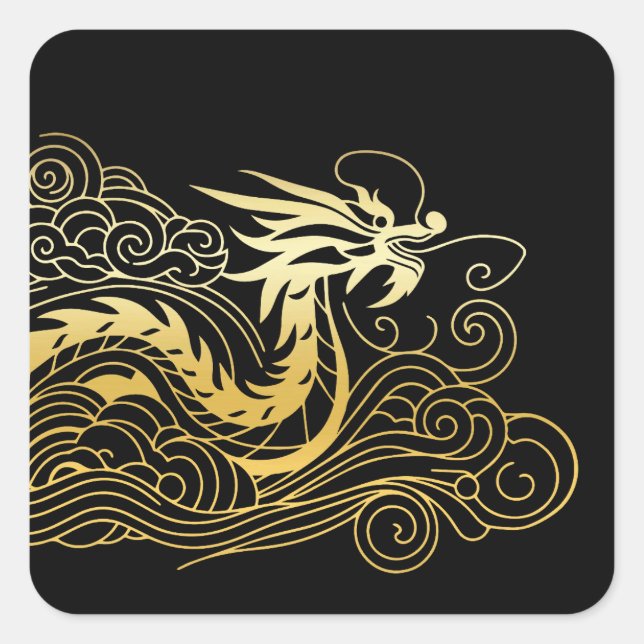 Sticker Carré Dragon chinois (Devant)