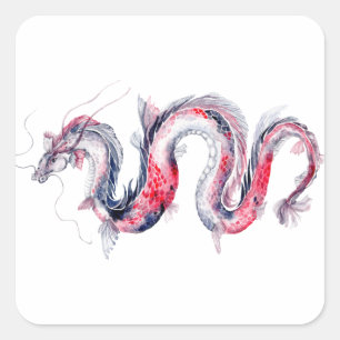 Sticker Carré Dragon de Koi