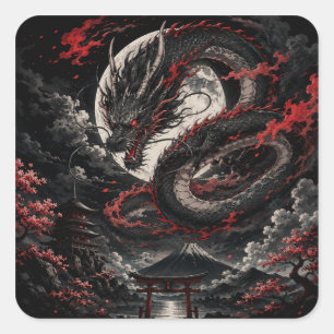 Sticker Carré Dragon de la Lune de Sang