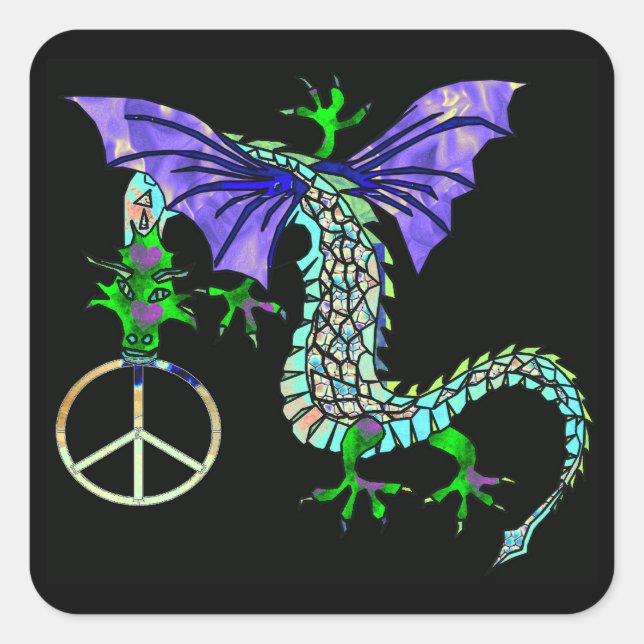 Sticker Carré Dragon de Paix (Devant)