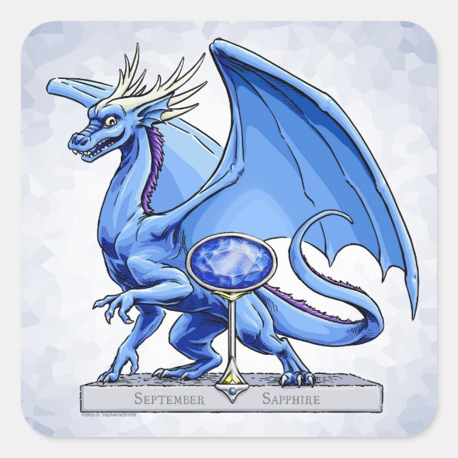 Sticker Carré Dragon de pierre de naissance de septembre : Sapph (Devant)