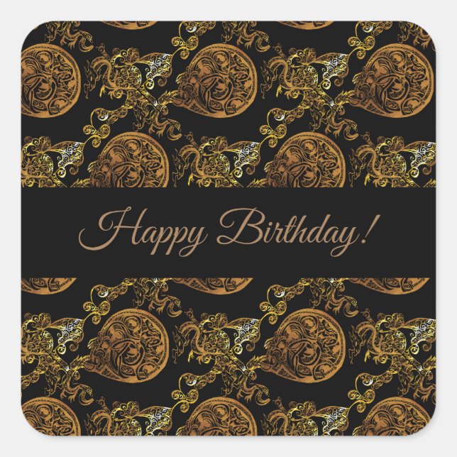 Sticker Carré Dragon d'or (Devant)