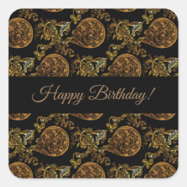 Sticker Carré Dragon d'or