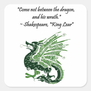 Sticker Carré Dragon et sa colère Shakespeare King Lear Dessin