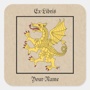 Sticker Carré Dragon Rampant Ou Plaque