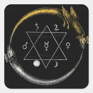 Sticker Carré Dragon & Serpent Ouroboros