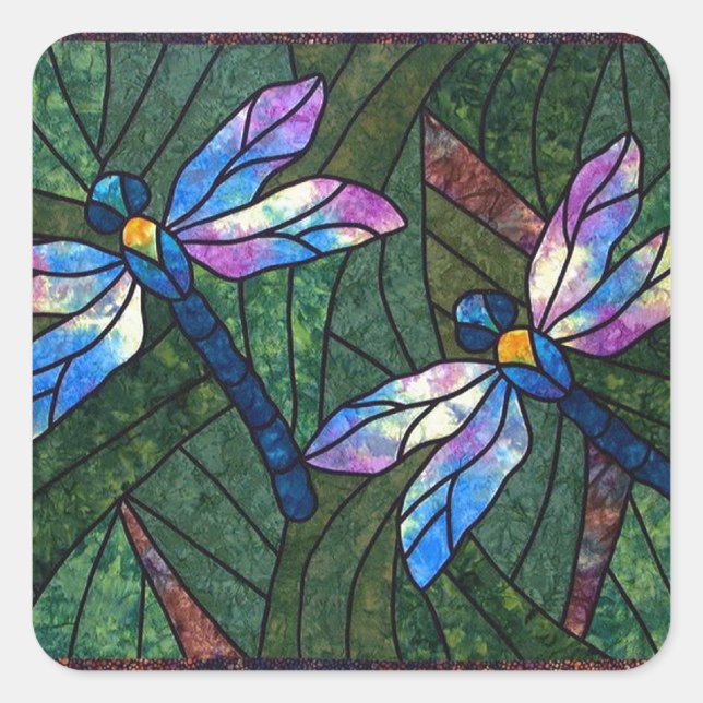 Sticker Carré Dragonflies de verre (Devant)