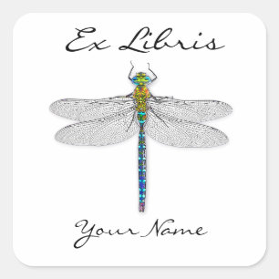 Sticker Carré Dragonfly Ex Libris Plaques de livres