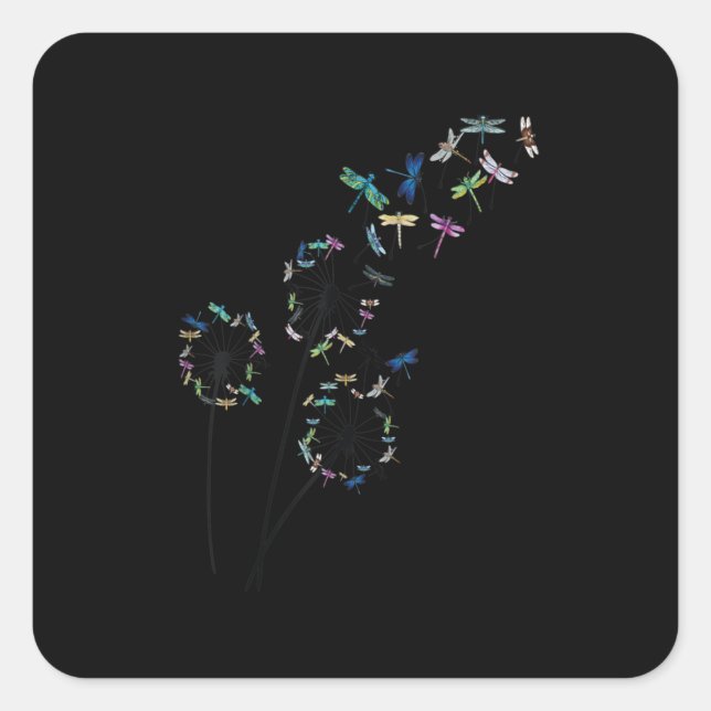 Sticker Carré Dragonfly Flower (Devant)