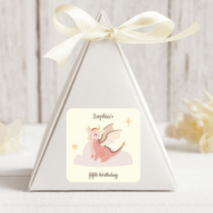 Sticker Carré Dragons Pastel Mignons Anniversaire Enfants
