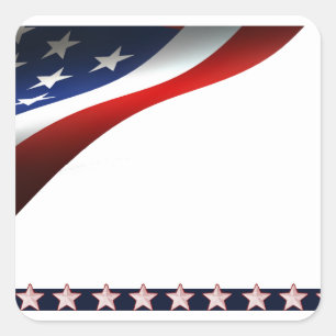 Sticker Carré Drapeau 4 juillet étoiles et rayures modernes