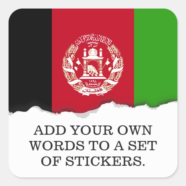 Sticker Carré Drapeau Afghanistan (Devant)