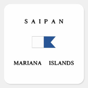 Sticker Carré Drapeau alphabétique des îles Mariana de Saipan