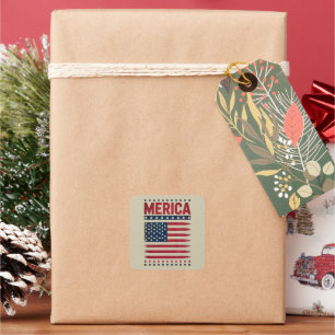 Sticker Carré Drapeau Américain 4 Juillet Merica