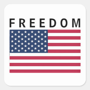 Sticker Carré Drapeau américain avec texte libre