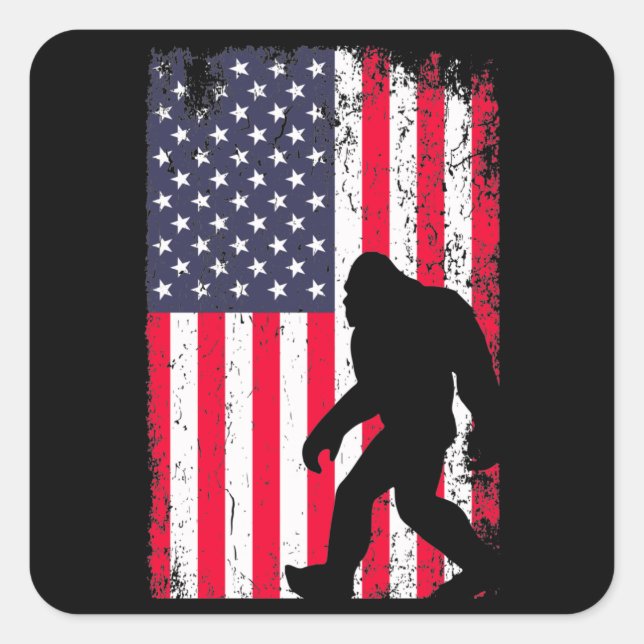 Sticker Carré Drapeau américain Bigfoot (Devant)
