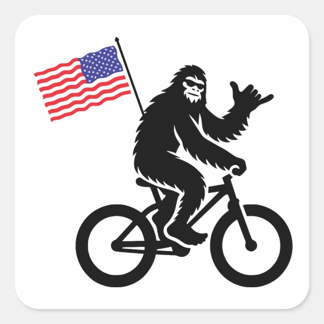Sticker Carré Drapeau américain Bigfoot Cycling (Devant)