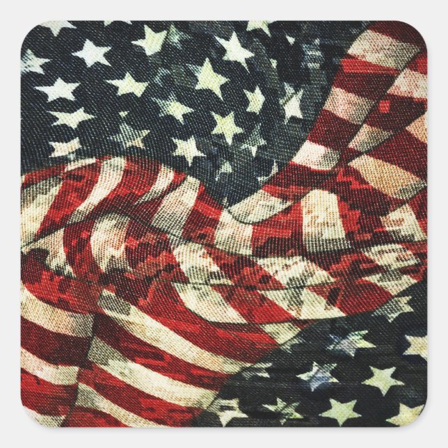 Sticker Carré Drapeau américain-Camouflage par Shirley Taylor (Devant)