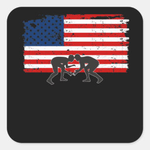 Sticker Carré Drapeau américain d'autocollant luttant la