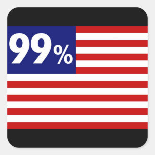 Sticker Carré Drapeau américain de 99 % - occupez Wall Street
