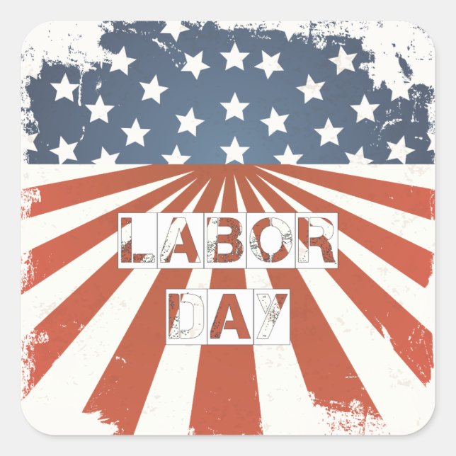 Sticker Carré Drapeau américain de la Fête du Travail (Devant)