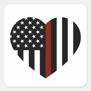 Sticker Carré Drapeau américain de la Ligne rouge mince
