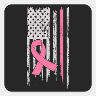 Sticker Carré Drapeau américain de sensibilisation au cancer