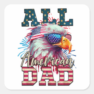 Sticker Carré Drapeau américain de tous les 4 juillet américains