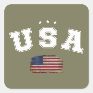 Sticker Carré Drapeau américain des États-Unis Patriotique Vétér