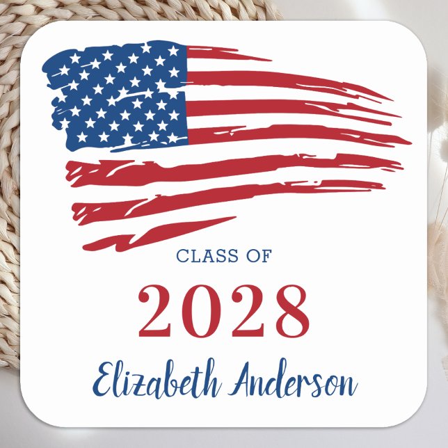 Sticker Carré Drapeau américain Drapeau militaire (Créateur téléchargé)