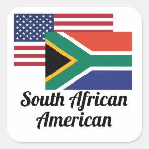 Sticker Carré Drapeau Américain Et Sud-Africain