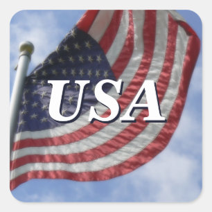Sticker Carré Drapeau américain Flying USA