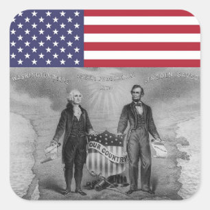 Sticker Carré Drapeau américain George Washington Abraham Lincol