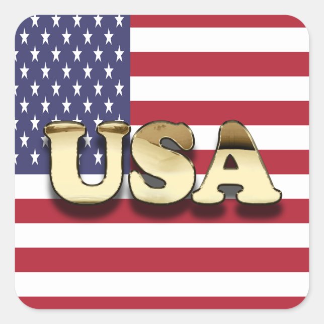 Sticker Carré Drapeau américain Golden USA (Devant)