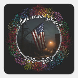 Sticker Carré Drapeau Américain Nuits de la Ville Esprit de 1776