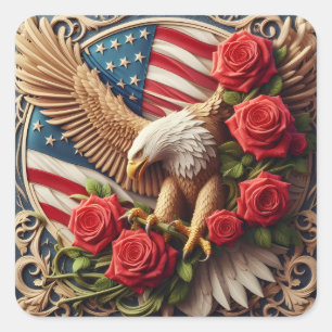 Sticker Carré Drapeau américain patriotique et aigle