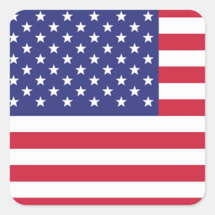 Sticker Carré Drapeau américain patriotique rouge blanc et bleu