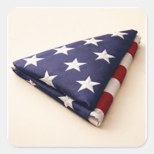 Sticker Carré Drapeau américain plié militaire Patriotique
