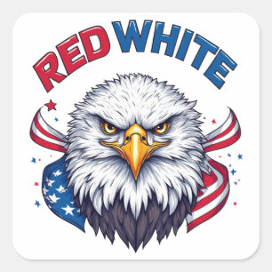 Sticker Carré Drapeau américain rouge blanc patriotique