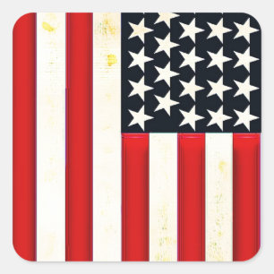 Sticker Carré Drapeau américain rustique