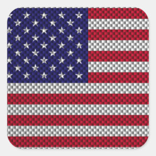 Sticker Carré Drapeau américain sur la fibre de carbone