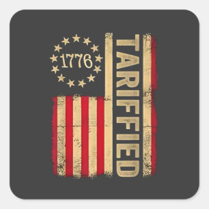 Sticker Carré Drapeau américain USA 1776 Tarrifs américains