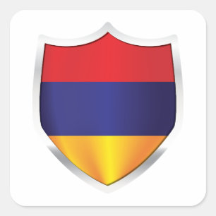 Sticker Carré Drapeau Argent Shield en Arménie