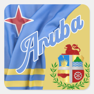 Sticker Carré Drapeau Aruba & Armoiries